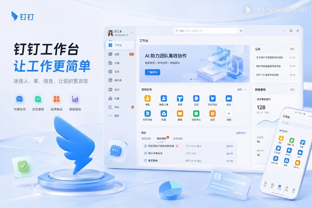 钉钉AI9.0数字化智能移动办公平台首屏